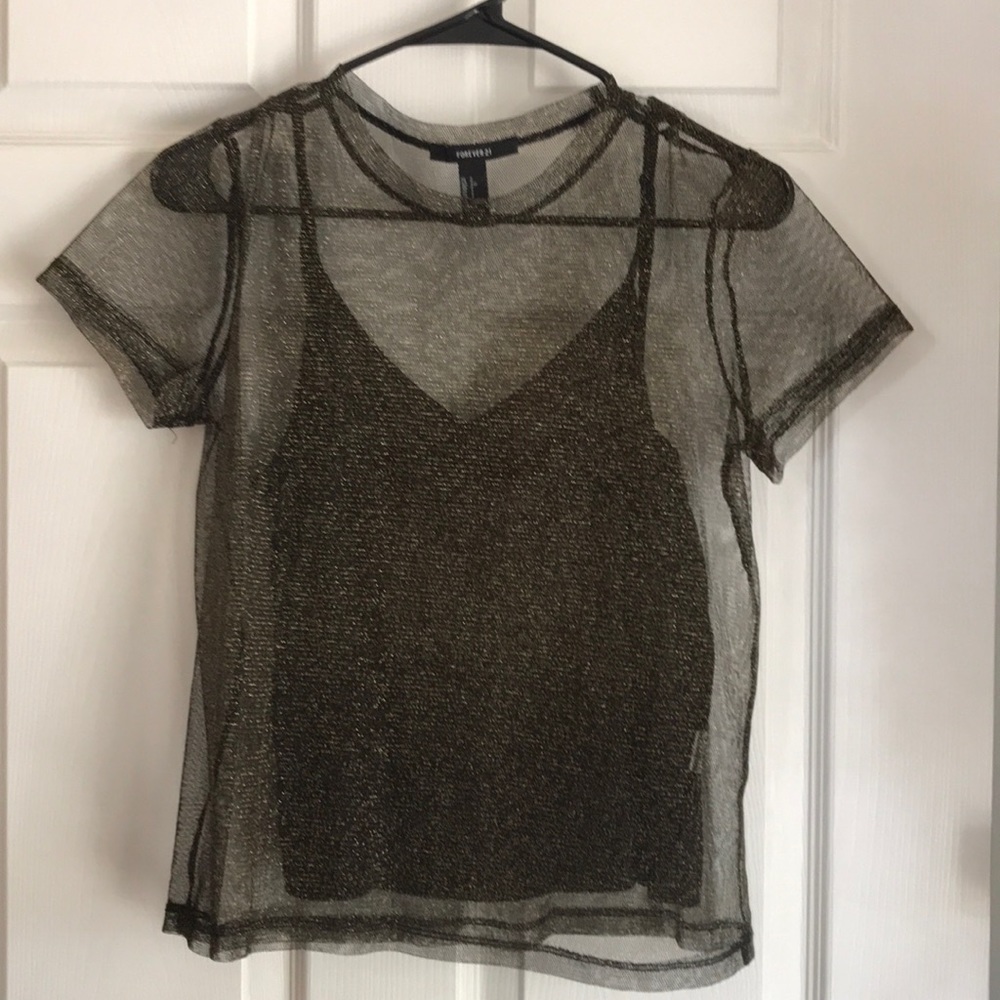 See through top with black cami under